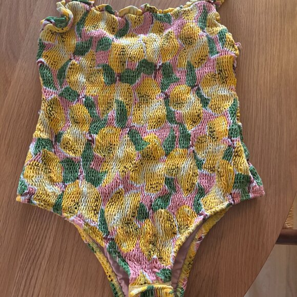 Farm Rio Ruffle Lemon Print One Piece Swimsuit Size Small - Picture 4 of 4